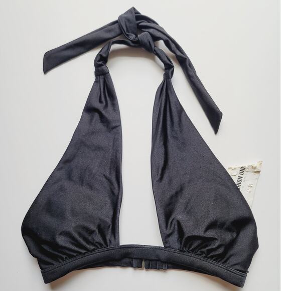 Fashion Union Swimwear Halter Triangle Bikini Top Black XS NEW - Picture 1 of 5